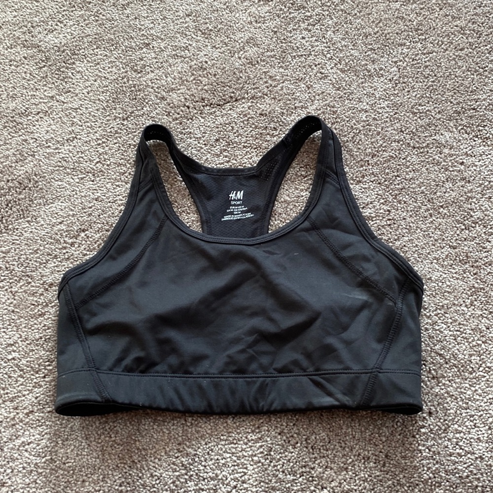 H&M Black Sports Bra SIZE M Racerback Medium Support Activewear Bra